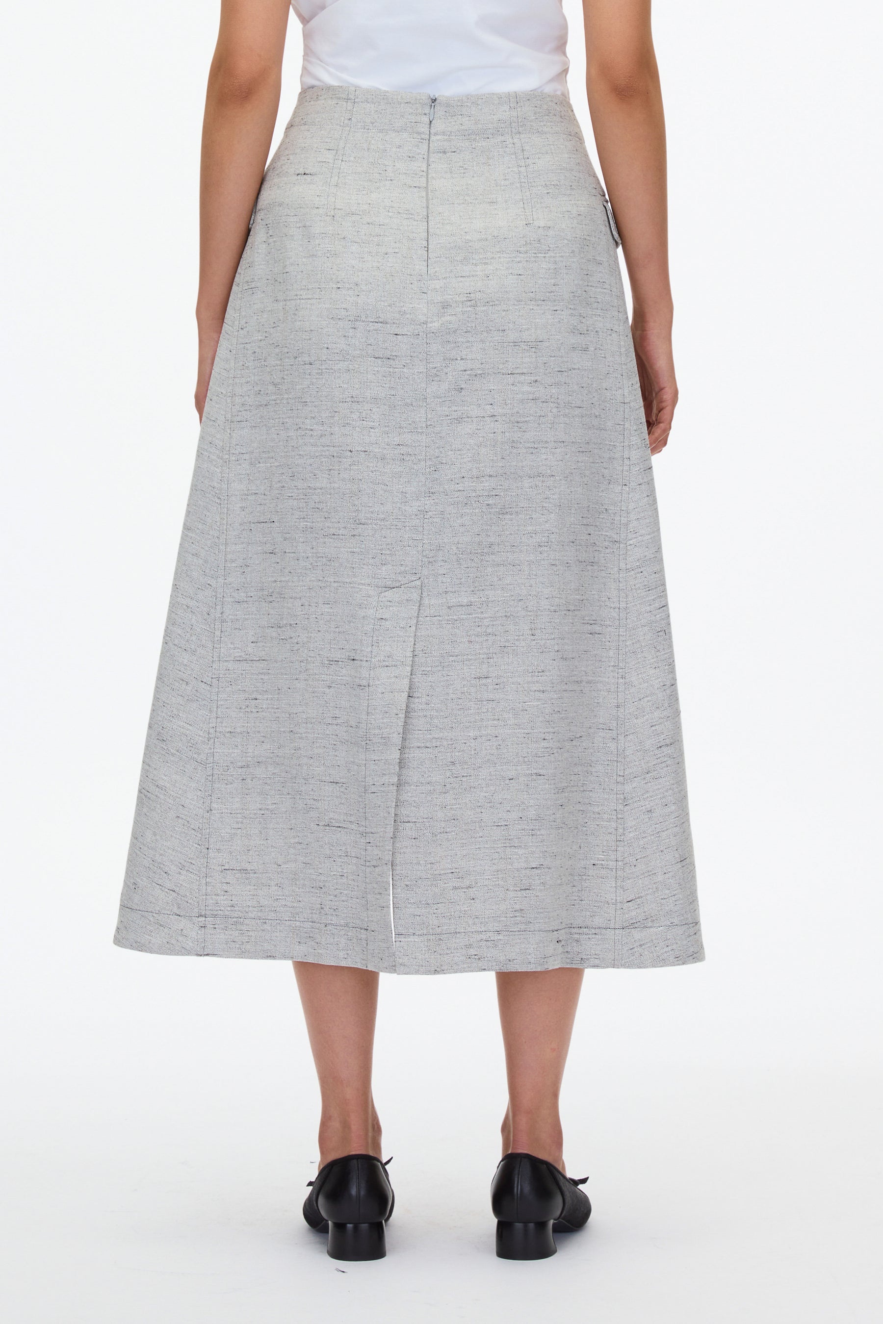 Faux Wrap Skirt with Tie Waist - 4