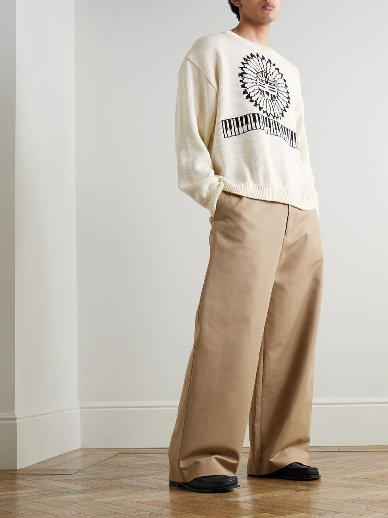 Kapital Cotton-Blend Jacquard Sweater Ecru outlook