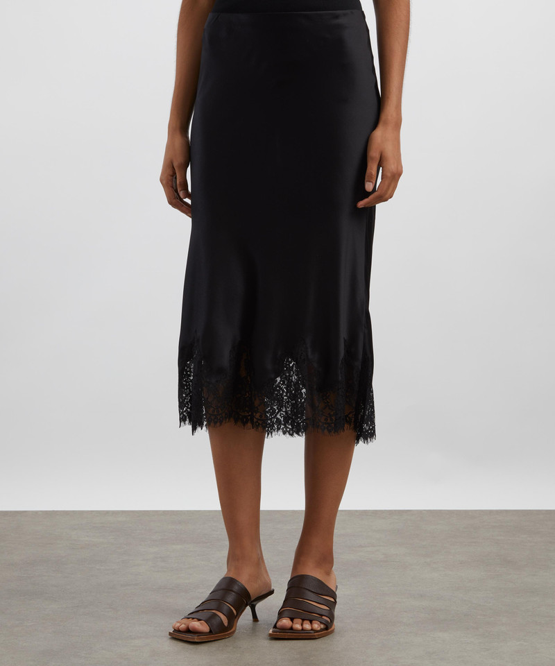 Reformation Carolina Black Silk Skirt outlook