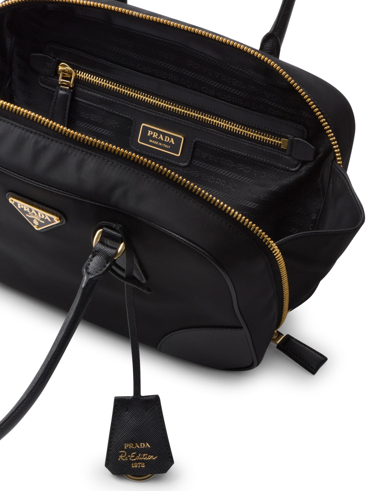 PRADA RE-EDITION 1978 MEDIUM TOP CASE IN RE-NYLON AND SAFFIANO - 4