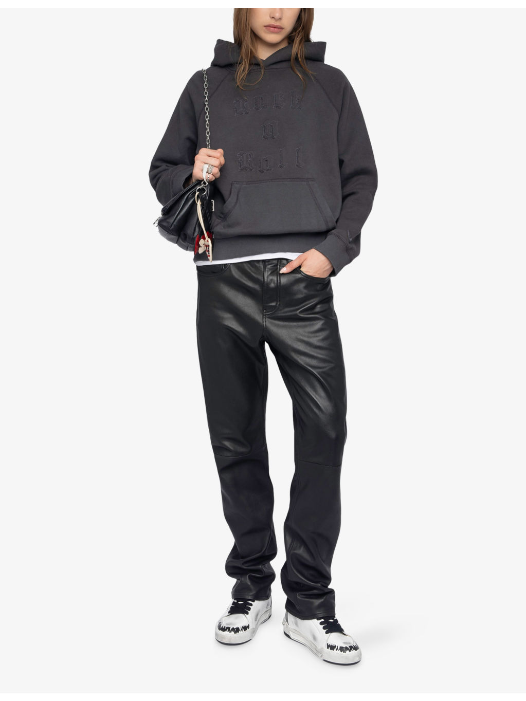 Georgy Rhinestone-Text Cotton-Jersey Hooded Sweatshirt - 2