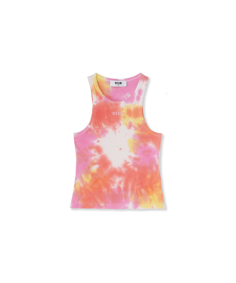Ribbed jersey tank top with tie-dye treatment - 1