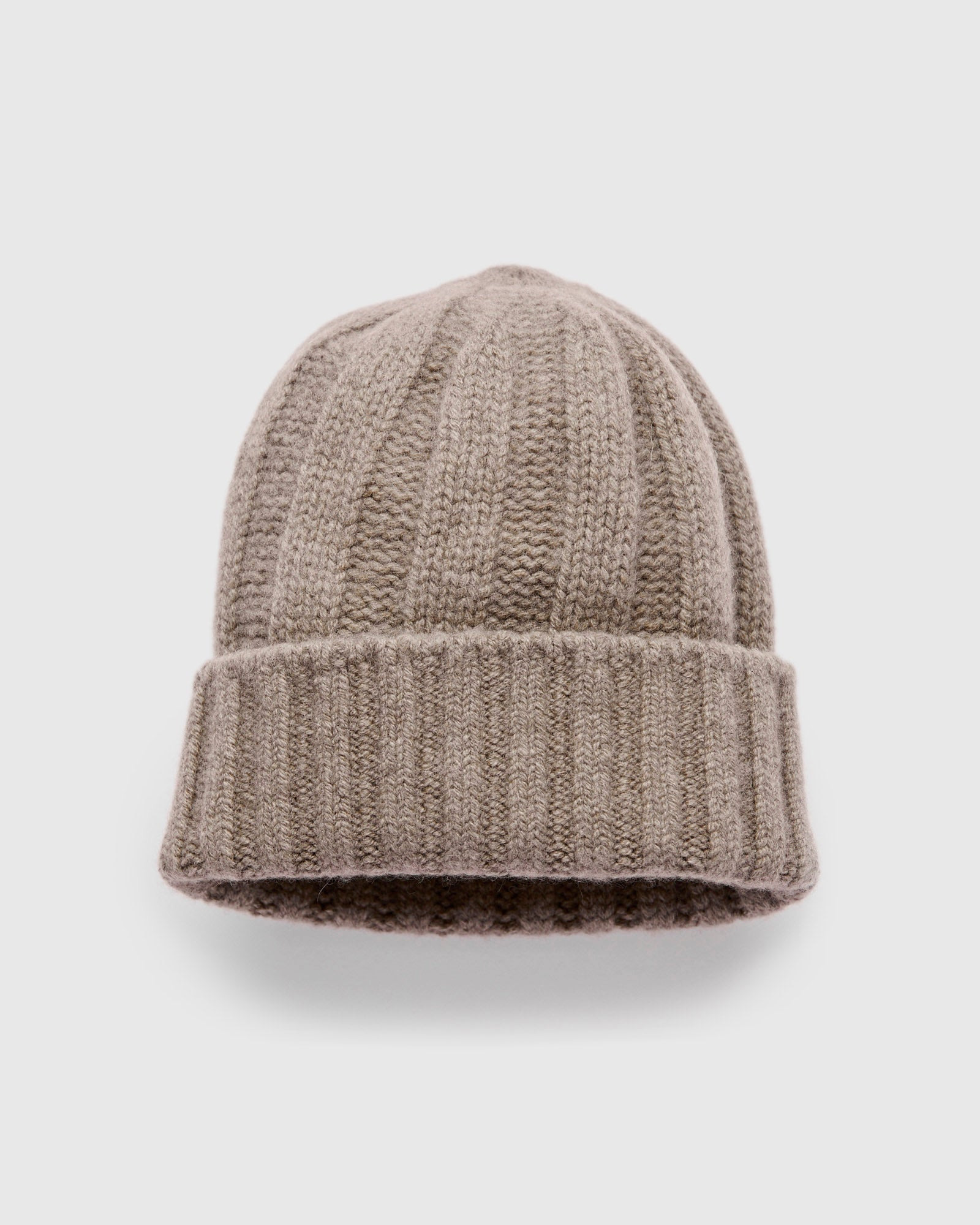 Cashmere Rib Watch Cap in Camel - 1