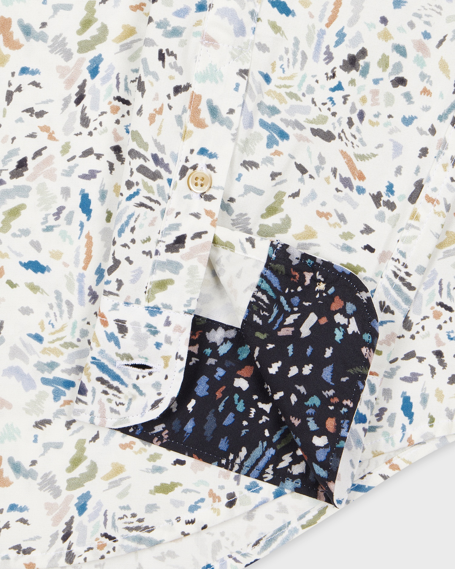 Tailored-Fit Ecru 'Jacaranda' Print Shirt - 2