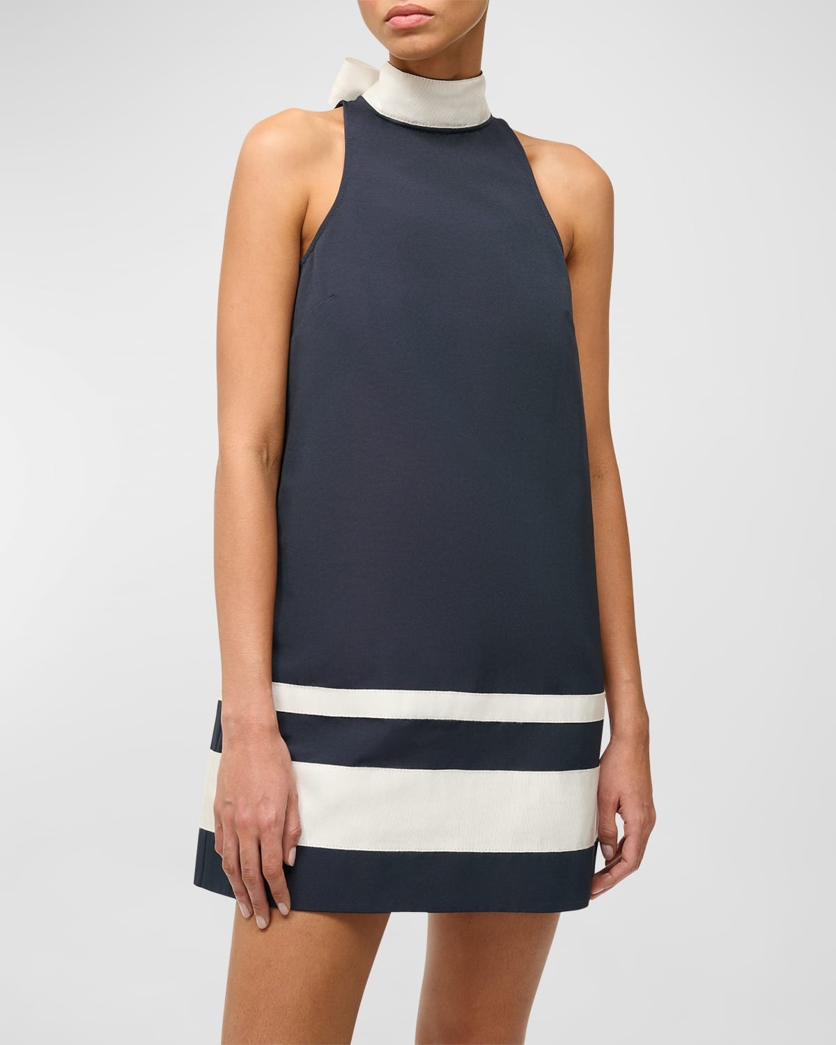 Finn Neck-Tie Colorblock Halter Mini Shift Dress - 2