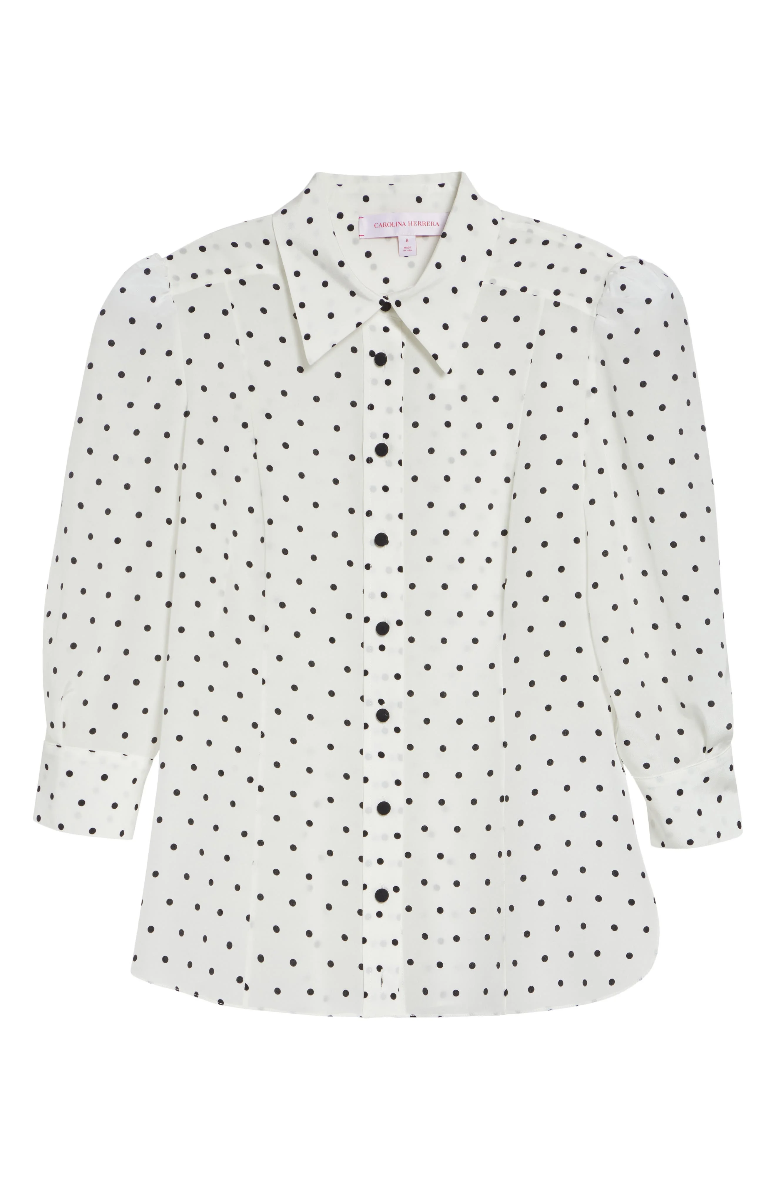 Carolina Herrera Polka Dot Silk Button-Up Shirt in Ivory Multi at Nordstrom - 1