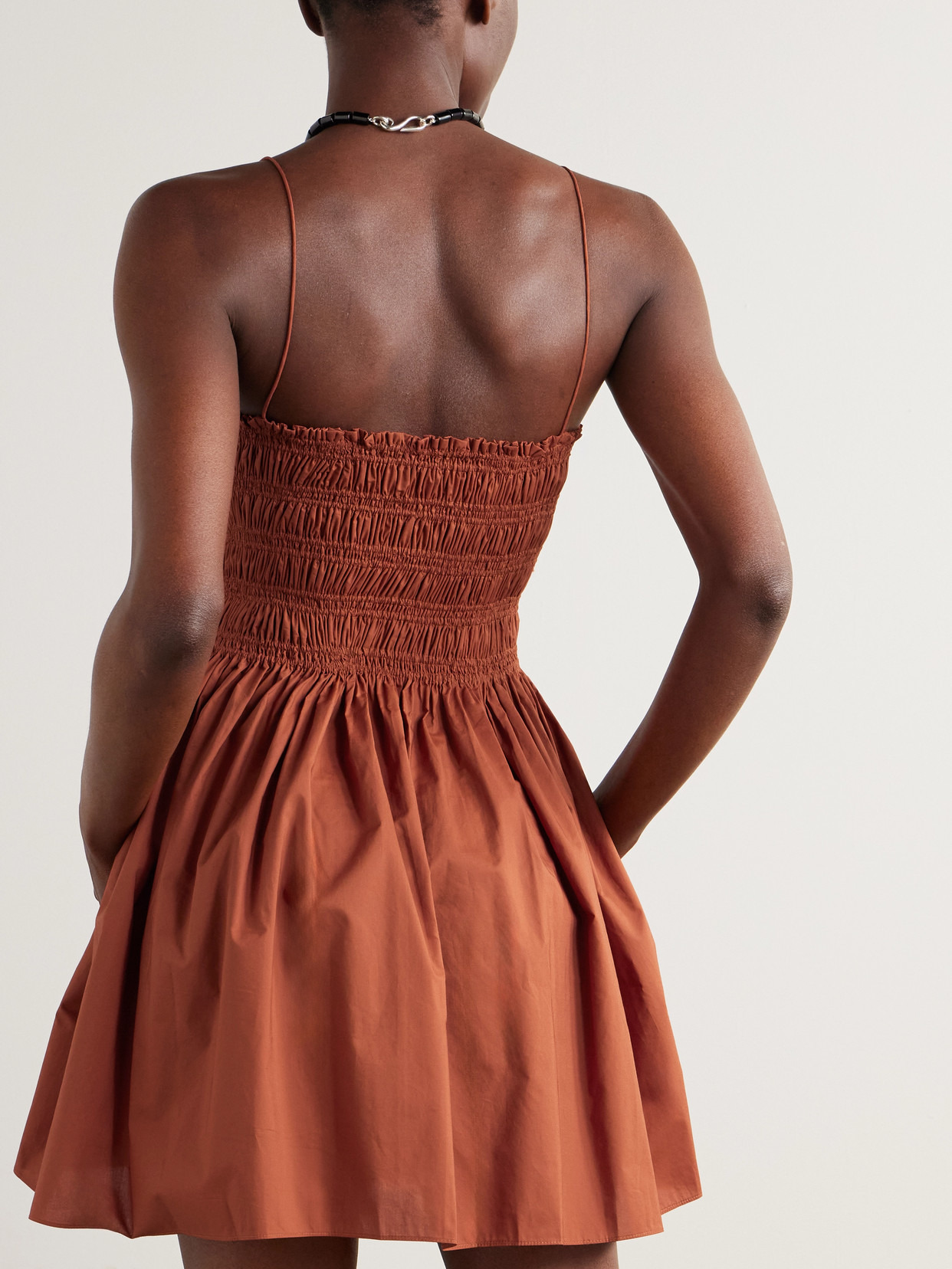 Shirred Organic Cotton-poplin Mini Dress - 3