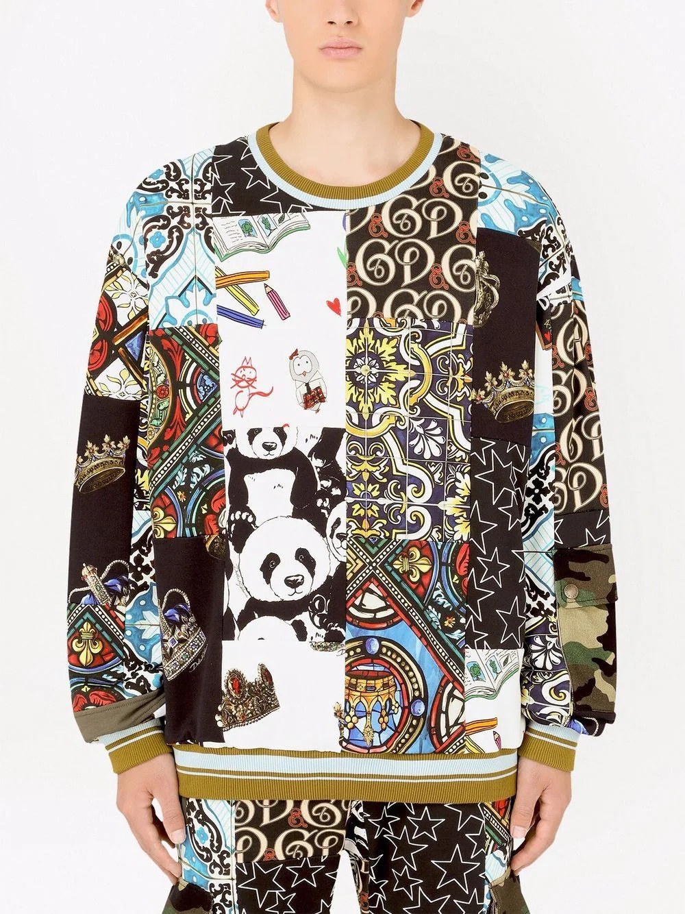 patchwork graphic-print sweatshirt - 3