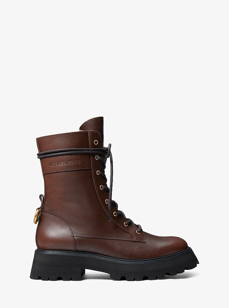 Caleb Burnished Leather Combat Boot - 1