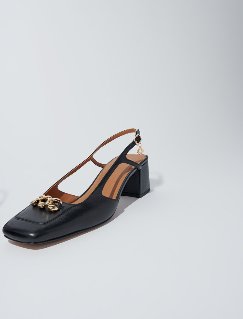 maje Square-toe leather pumps outlook