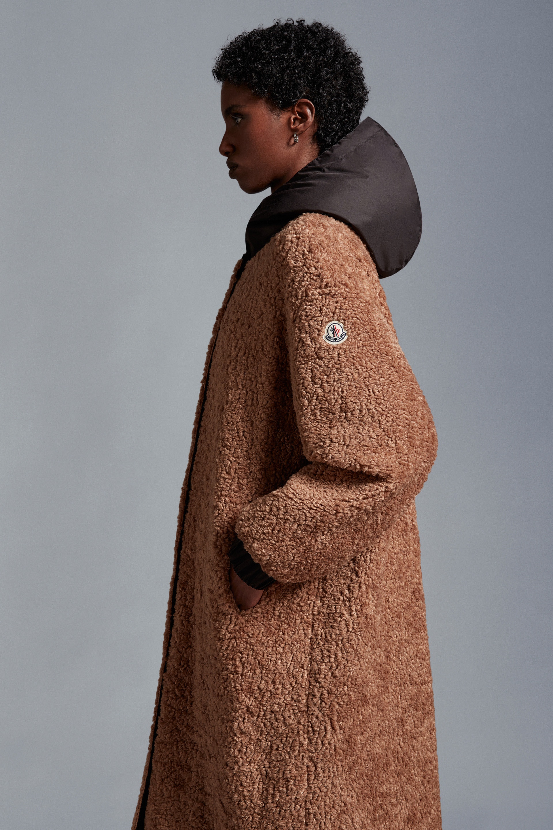 Moncler Bernache Teddy-Fleece Coat - Brown