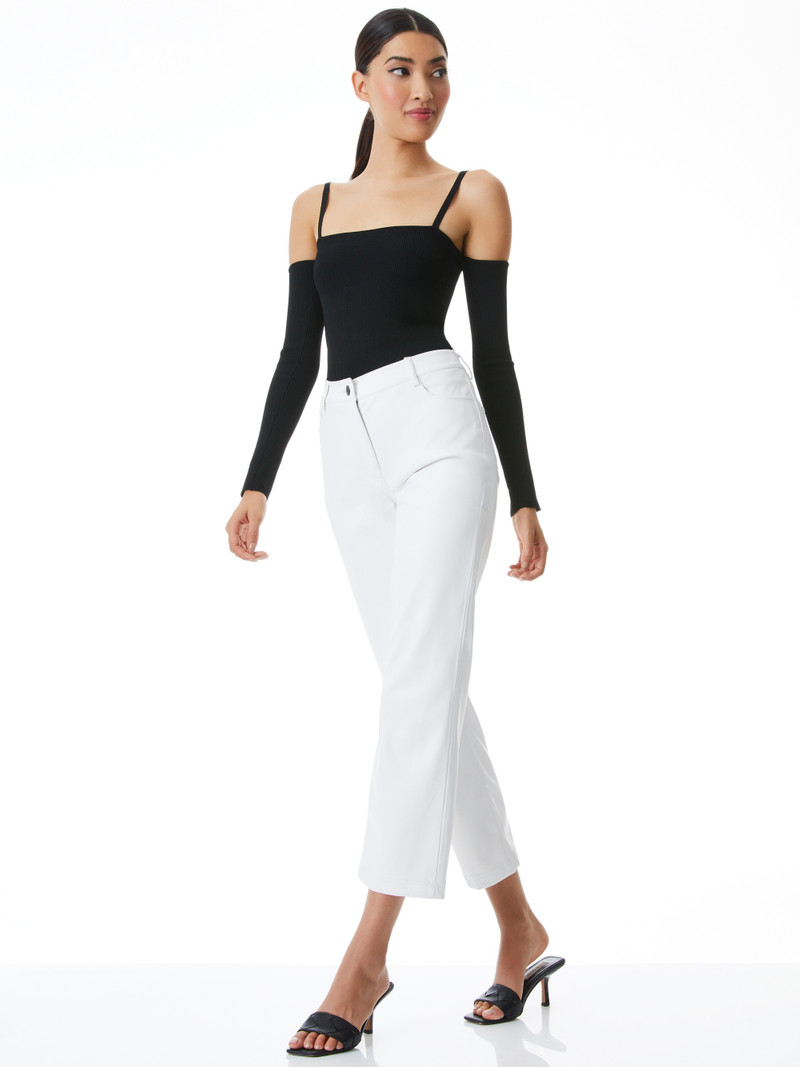 Alice + Olivia MARSHALL HIGH RISE VEGAN LEATHER BELL PANT outlook
