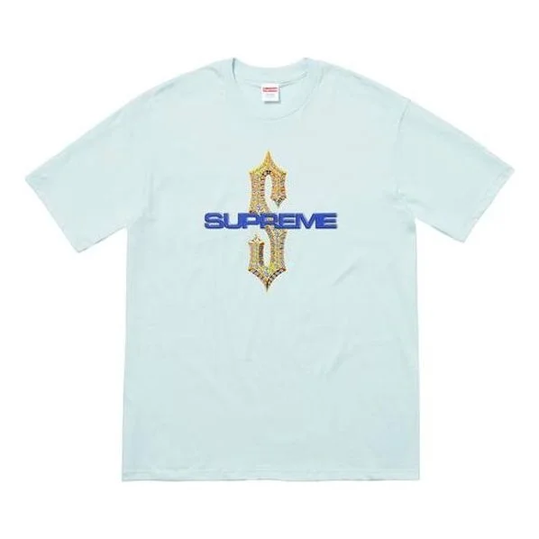 Supreme SS18 Diamonds Tee Pale Blue Diamond Printing Short Sleeve Unisex SUP-SS18-0113 - 1