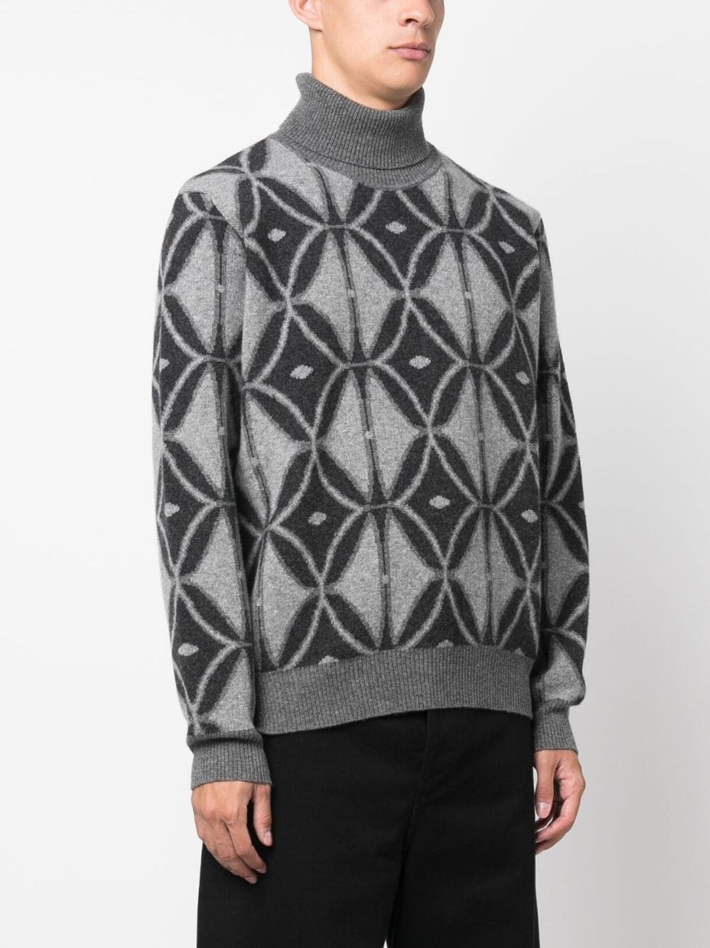 pattern-intarsia roll-neck jumper - 3
