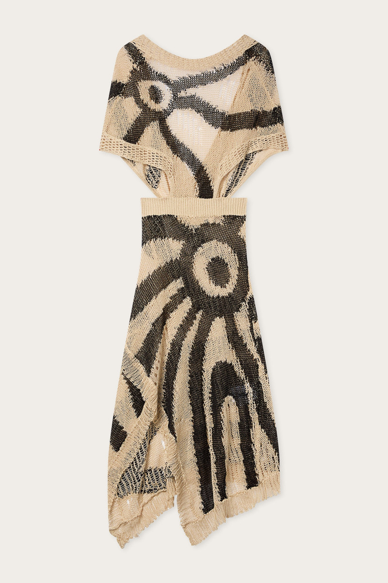 LINEN LONG DRESS WITH ASYMMETRICAL SKIRT 1