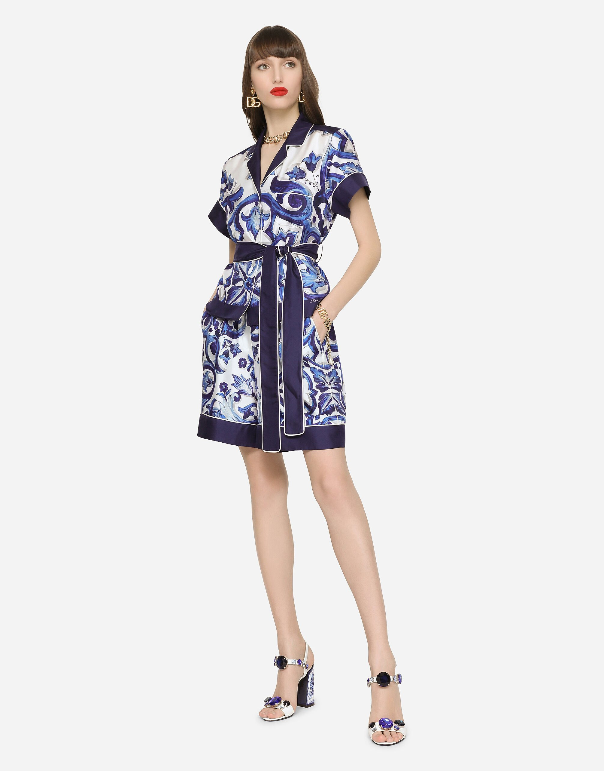 Majolica-print twill pajama shorts - 2