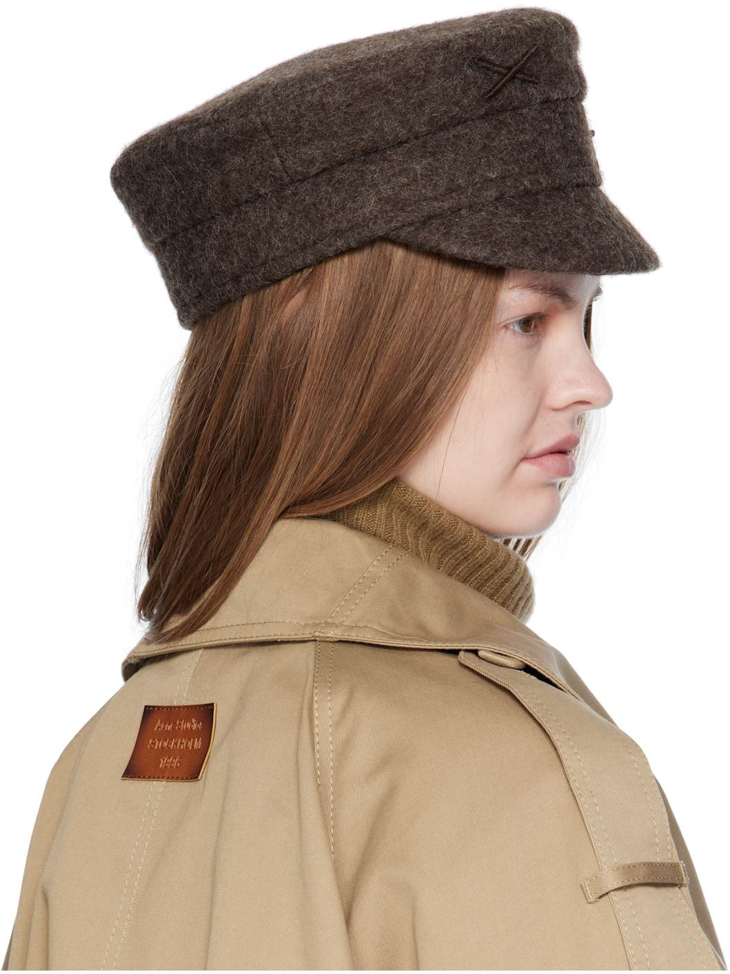 Brown Logo-Embellished Baker Boy Cap - 3