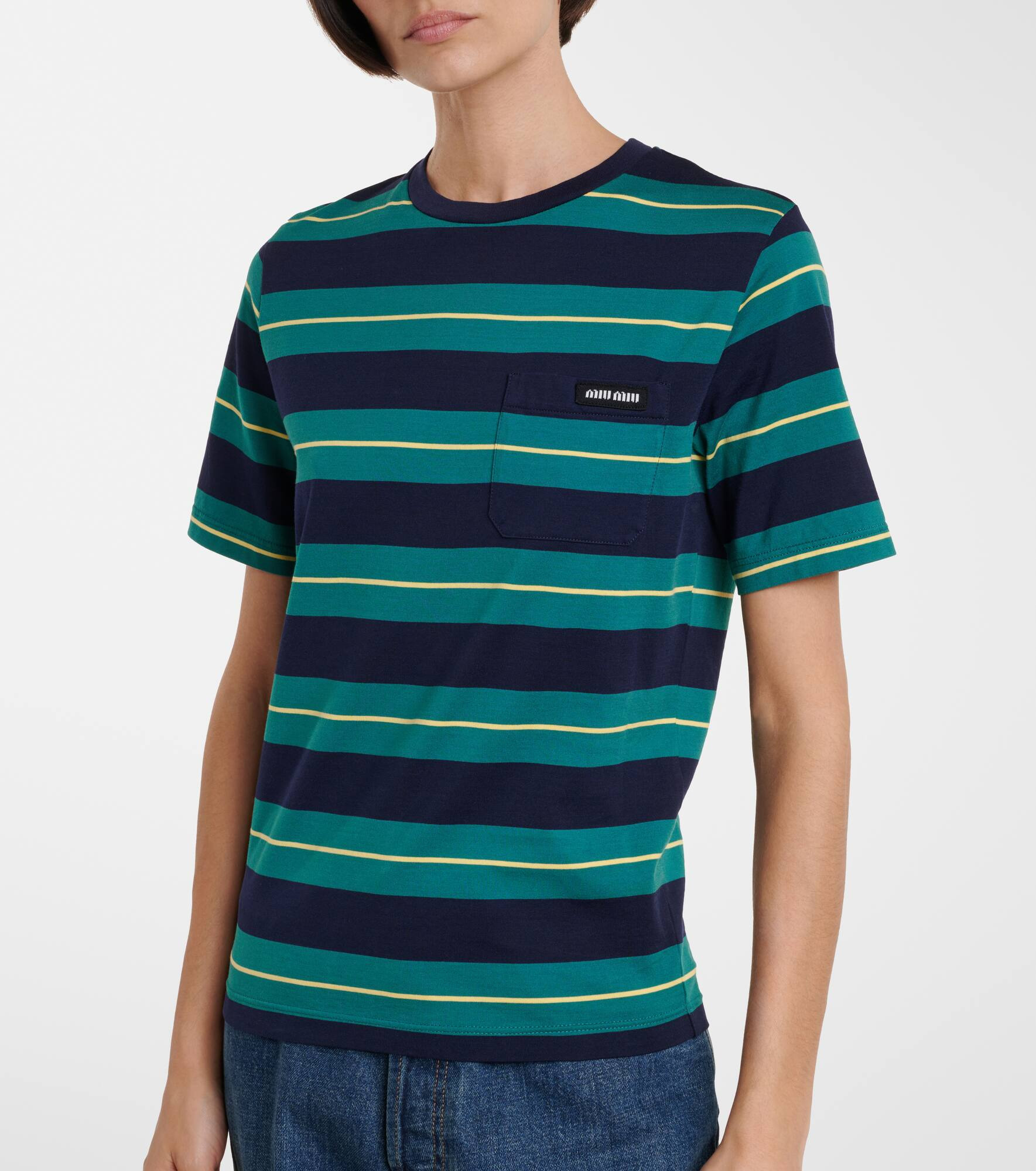 Logo striped cotton jersey T-shirt - 4