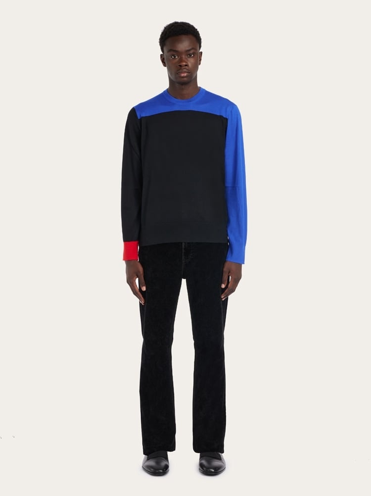 COLOR BLOCK NECK SWEATER - 5