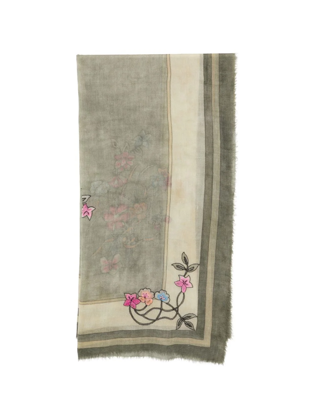 floral embroidered scarf - 1