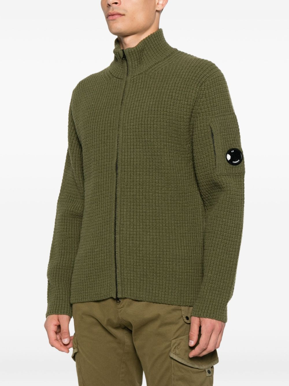 zip-front ribbed cardigan - 3