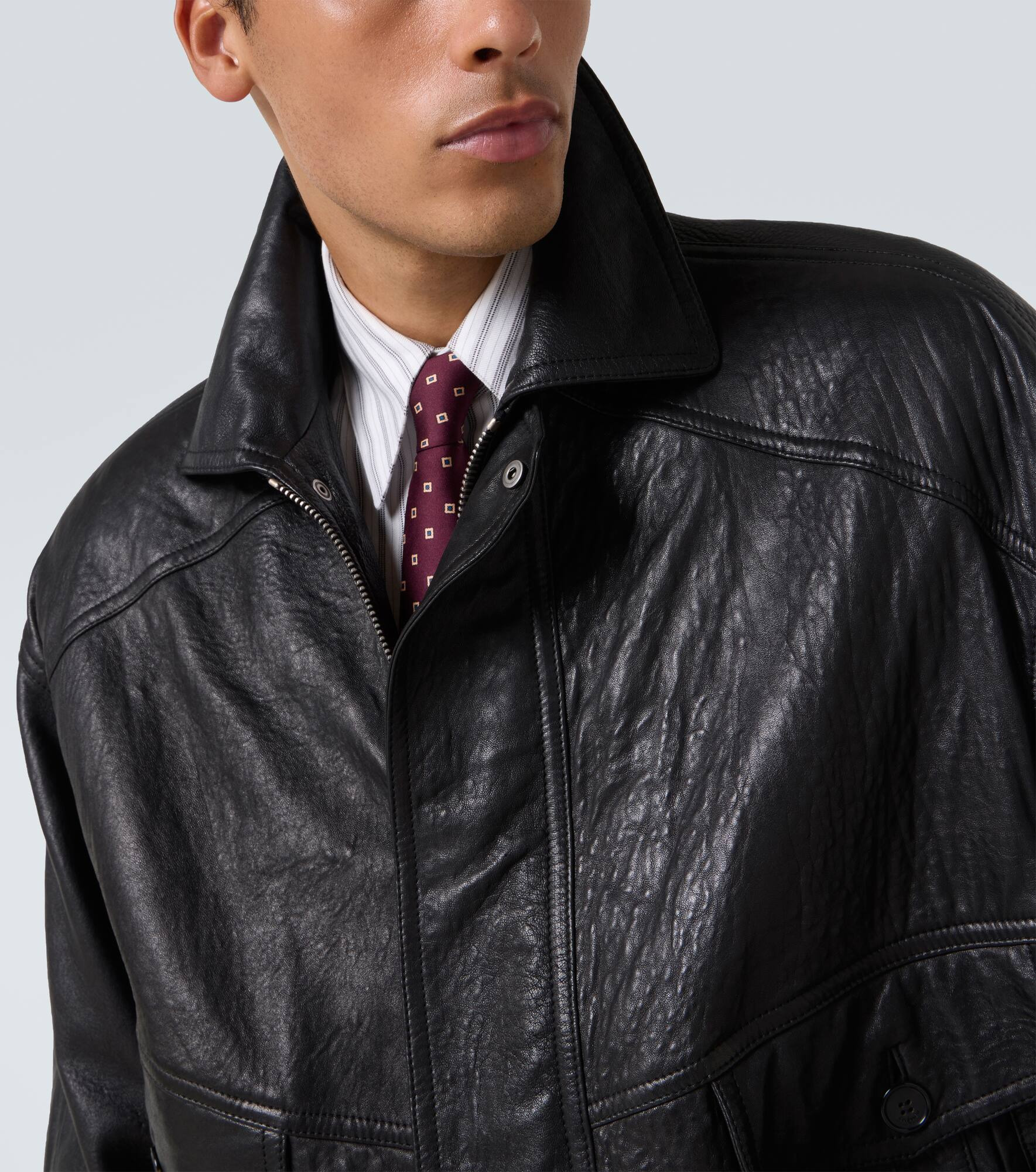Leather bomber jacket - 6