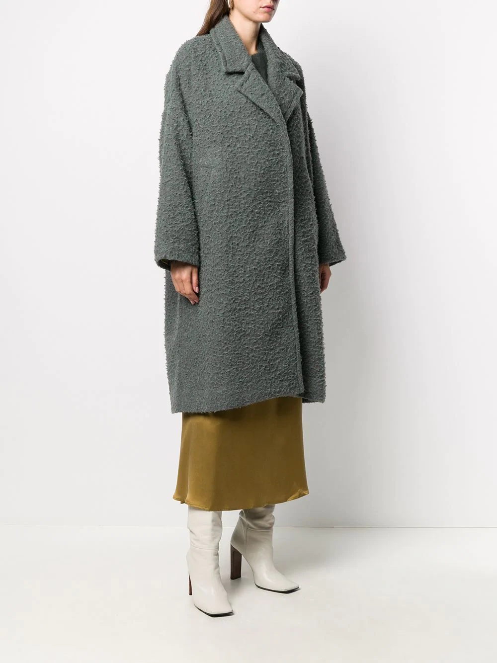 textured drop shoulder coat - 3