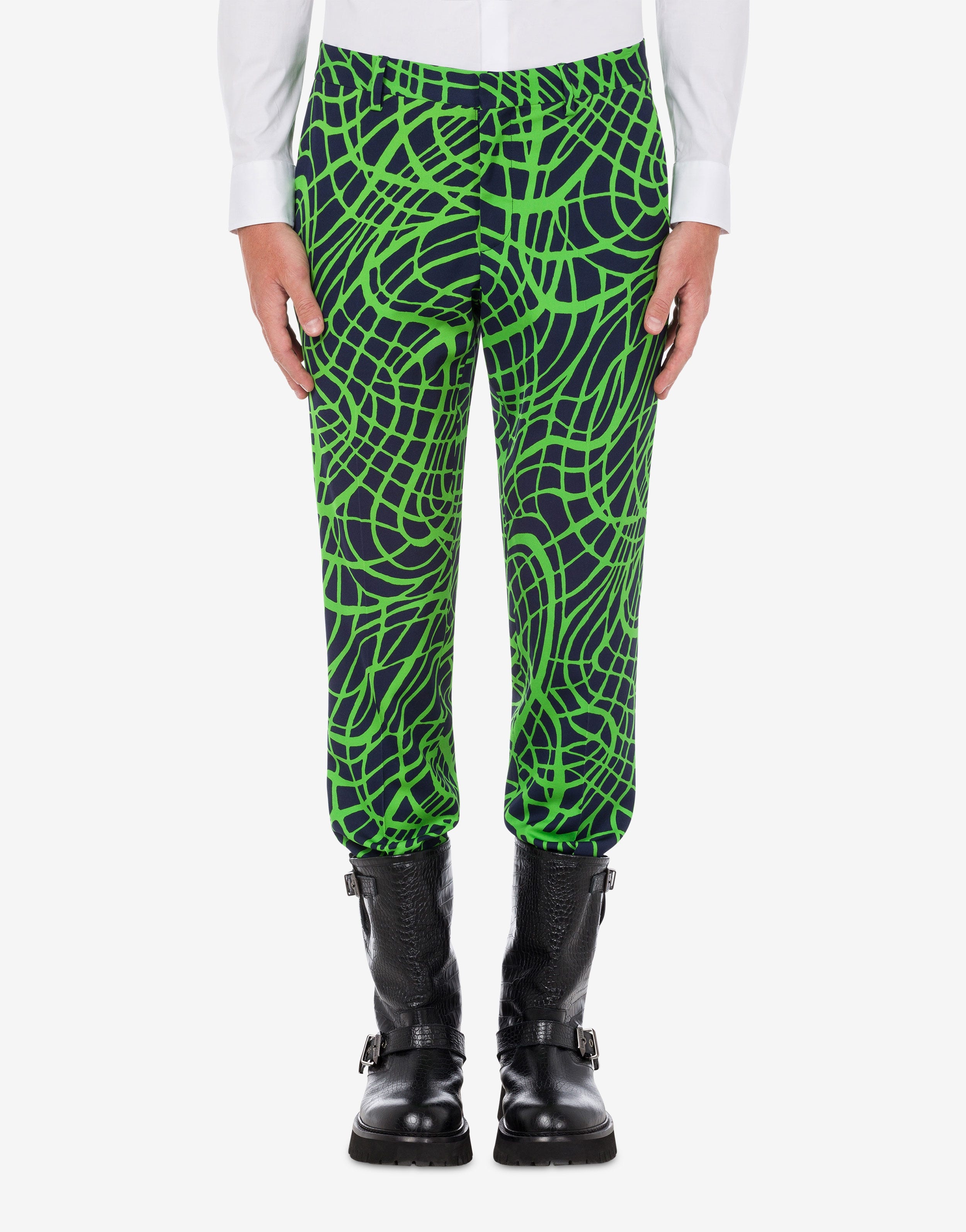 WAVE LINE PRINT WOOL AND VISCOSE TROUSERS - 2