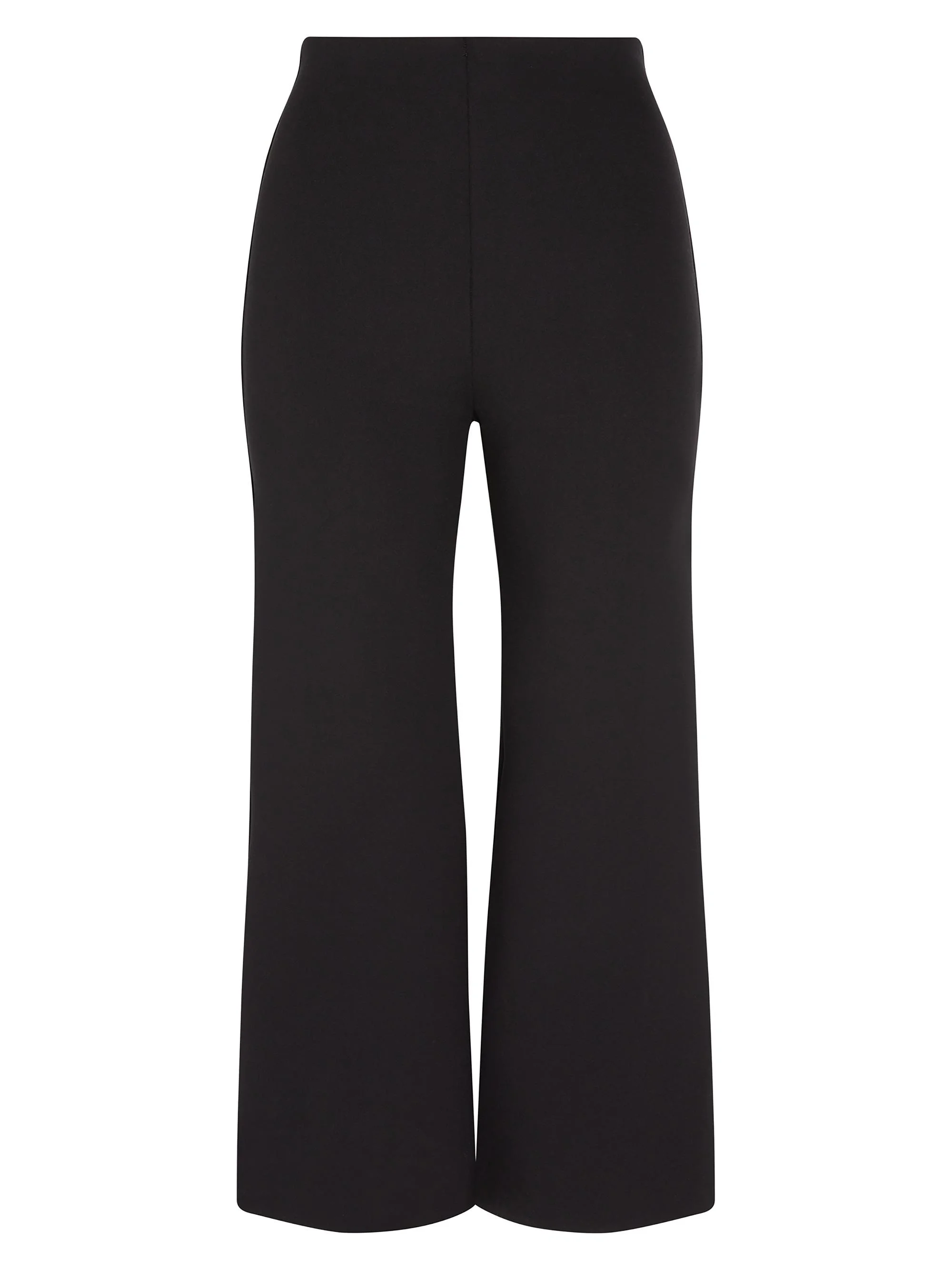 Women's Neoprene Wide-Leg Crop Pants - Black - 1