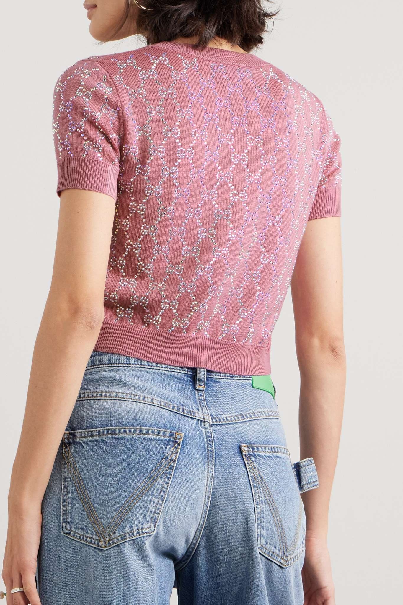 Cropped crystal-embellished wool sweater - 3