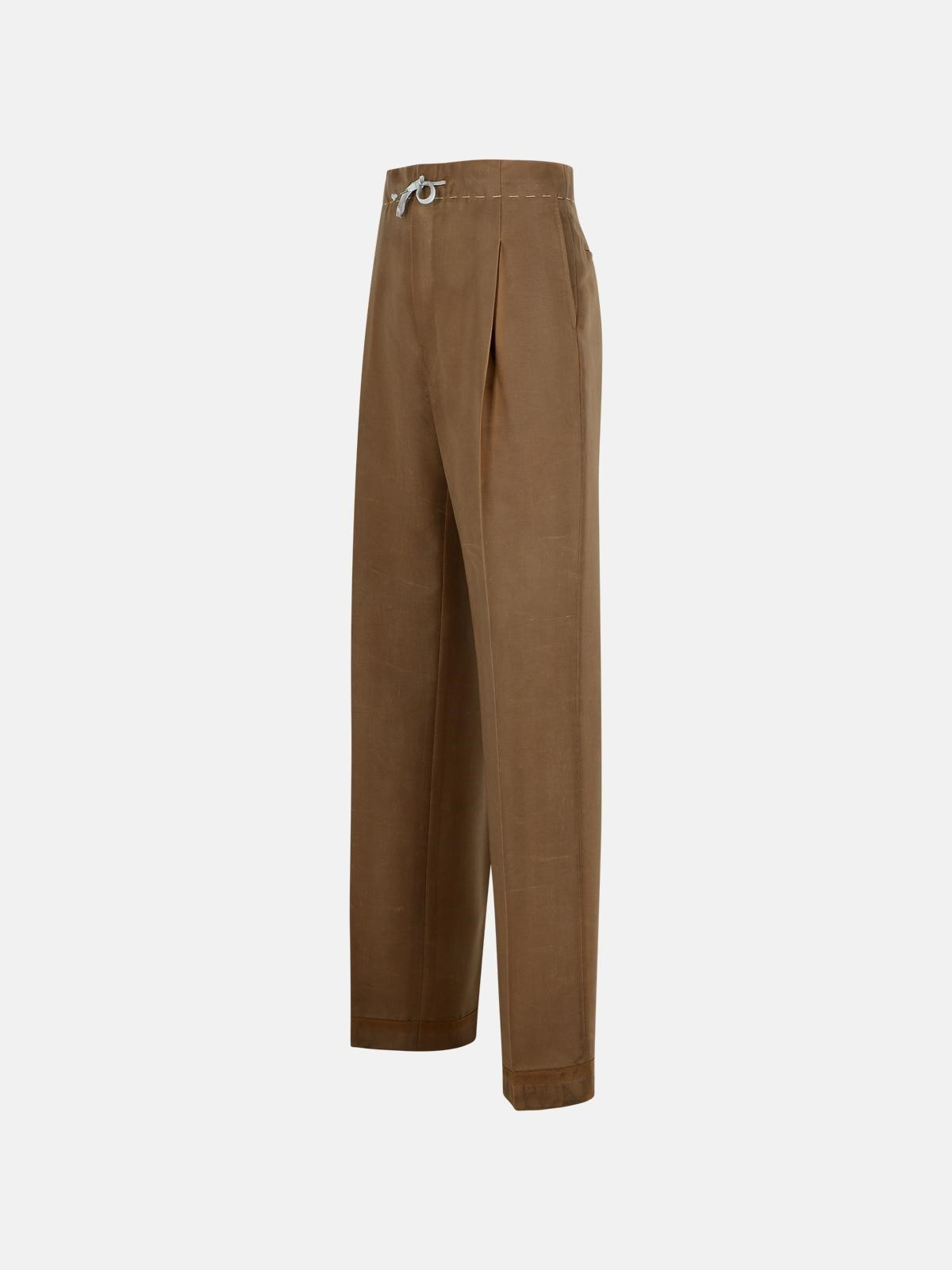 BROWN MOHAIR AND WOOL TROUSERS - 2