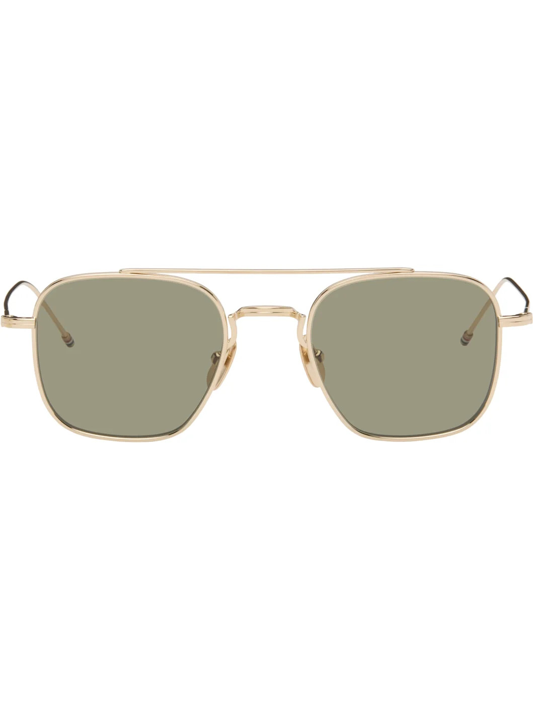 Gold Titanium Squared Aviator Sunglasses - 1