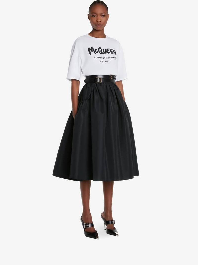 Women's McQueen Graffiti T-shirt in White/black 3