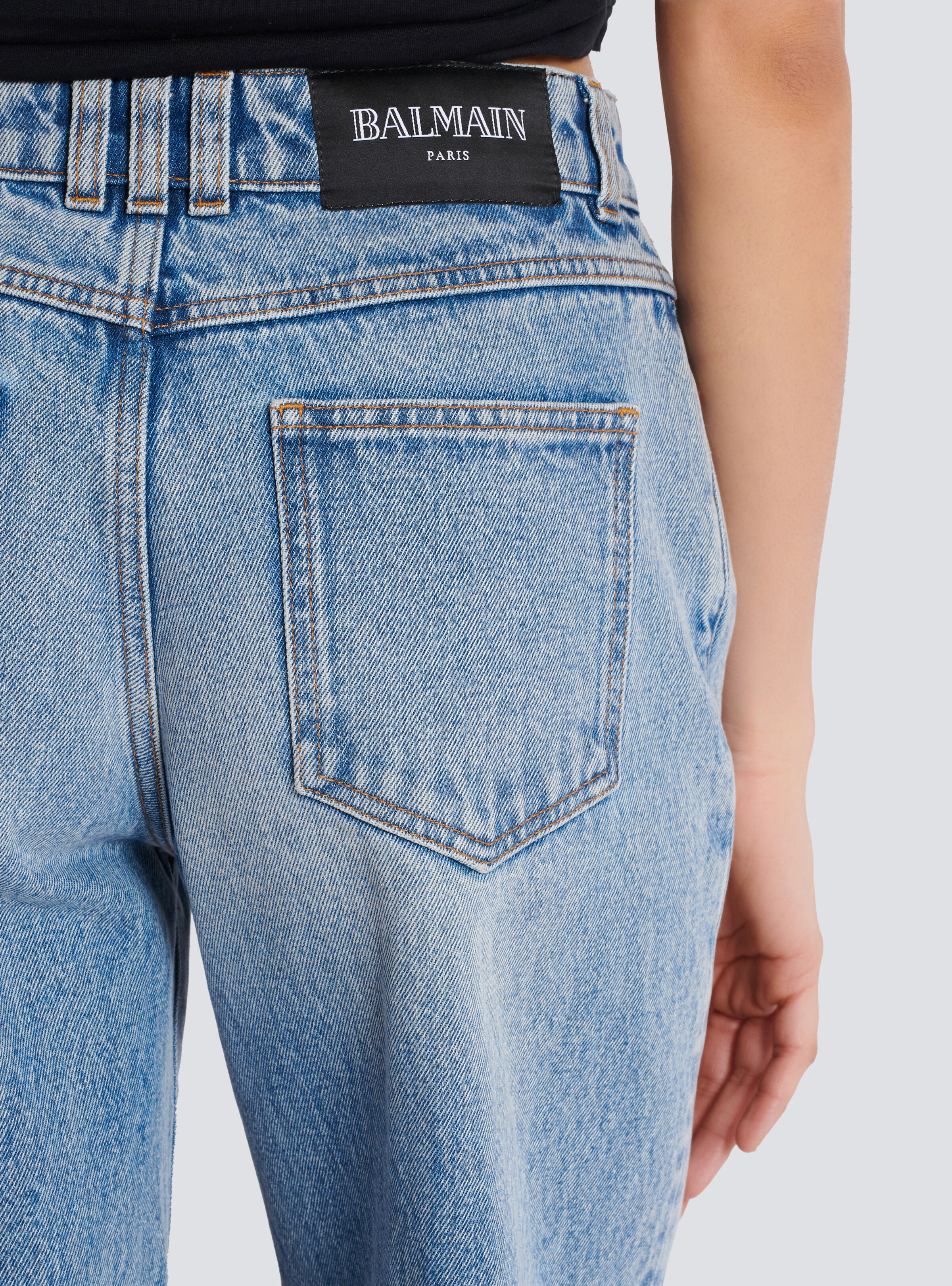 Straight-leg faded denim jeans - 6