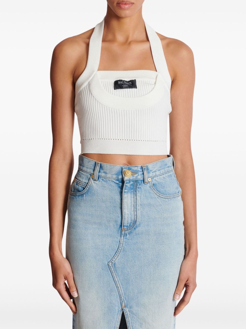 ribbed halterneck top - 5