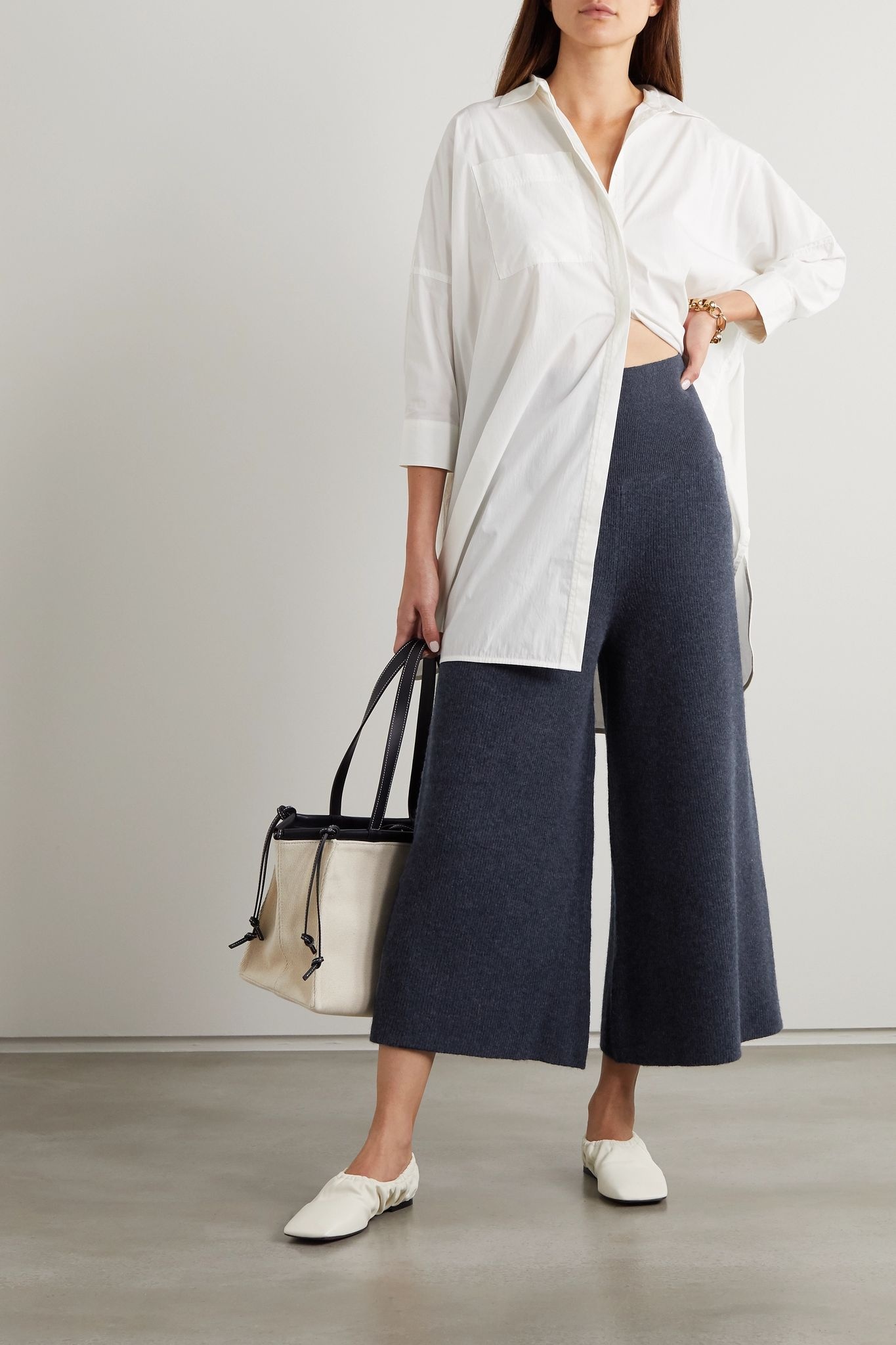 Ribbed mélange wool and alpaca-blend culottes - 2