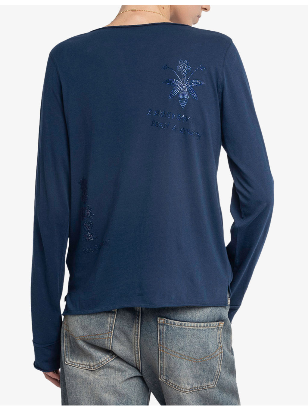Tuni Henley-Collar Rhinestone-Embellished Cotton T-Shirt - 5