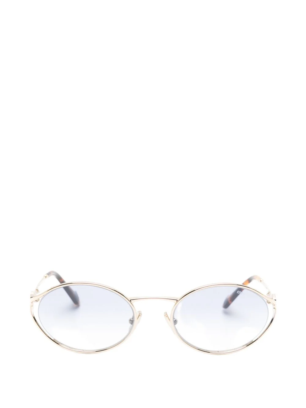 logo-plaque oval-frame sunglasses - 1