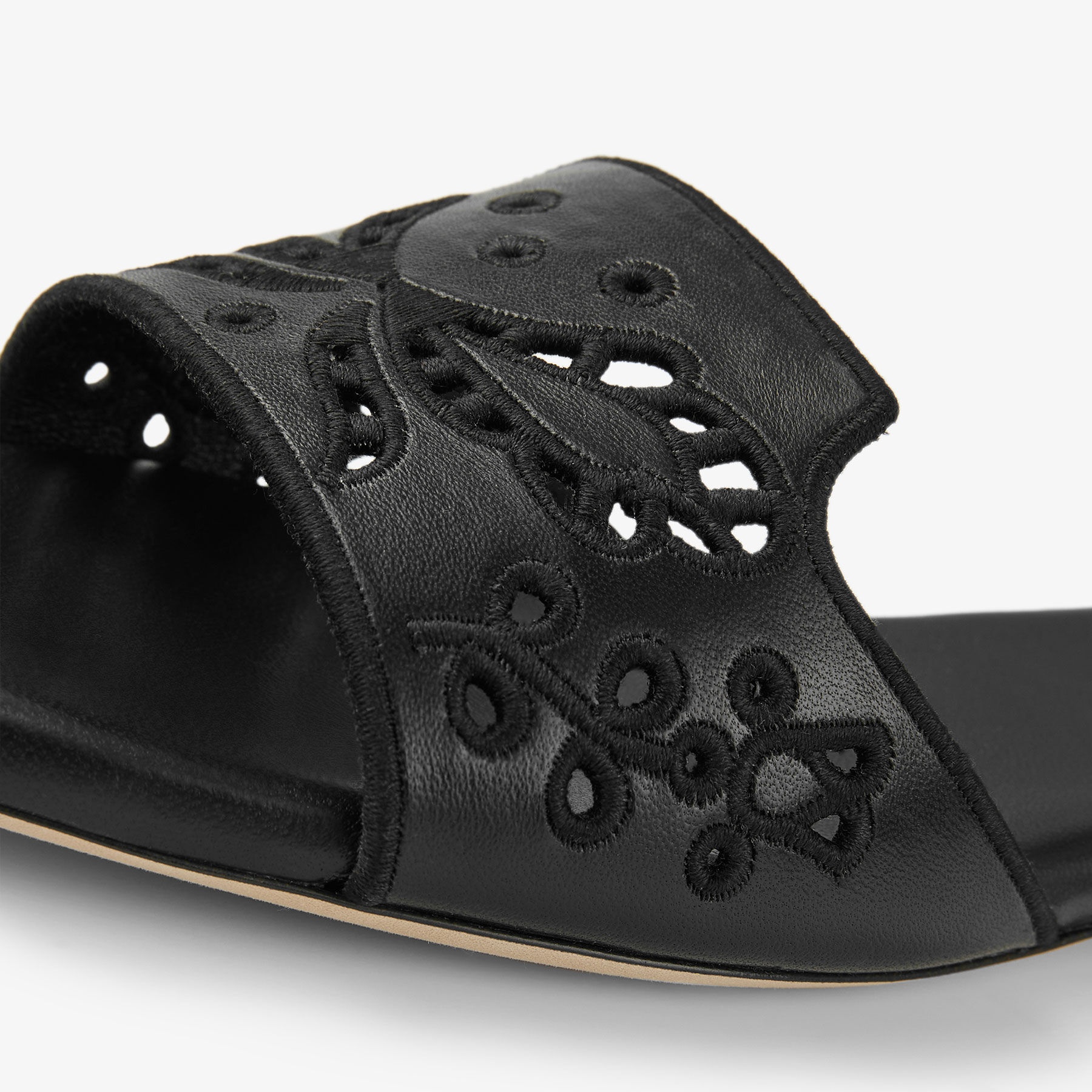 Ariane Flat
Black Nappa Leather Slide with Sangallo Embroidery - 4