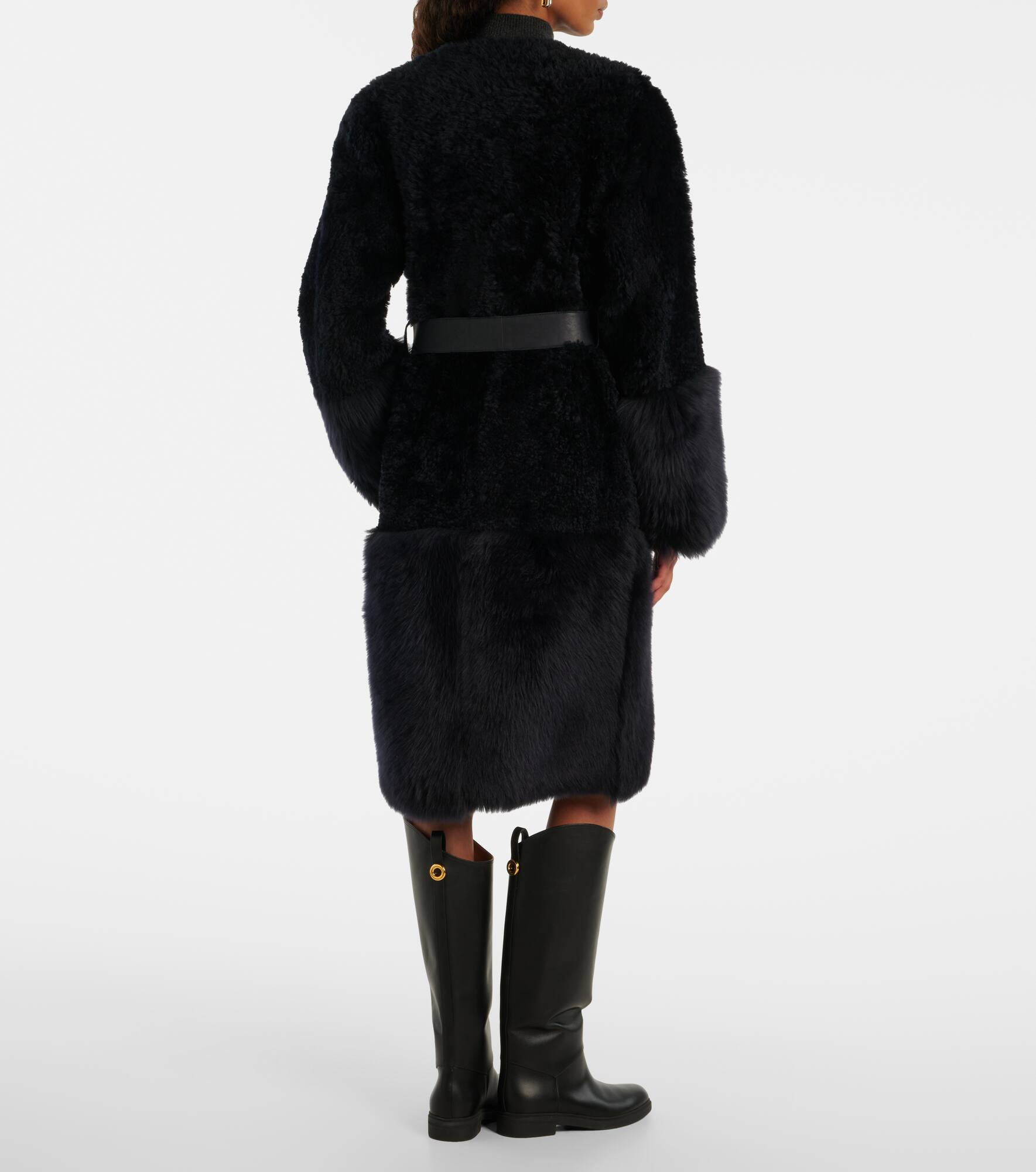 Tina belted shearling coat - 3