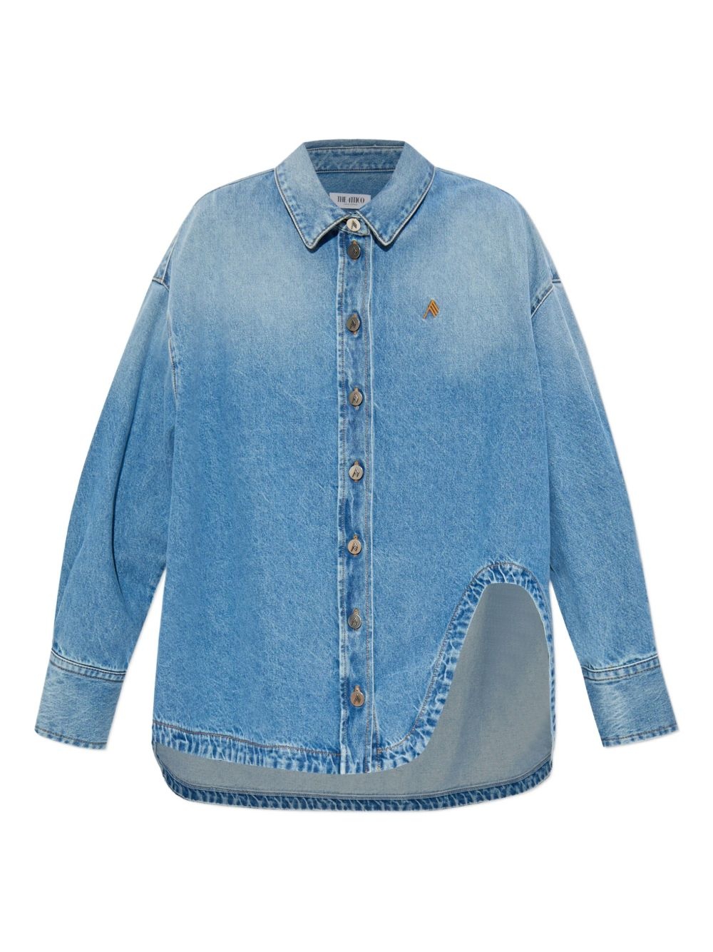 asymmetric-hem denim shirt - 1