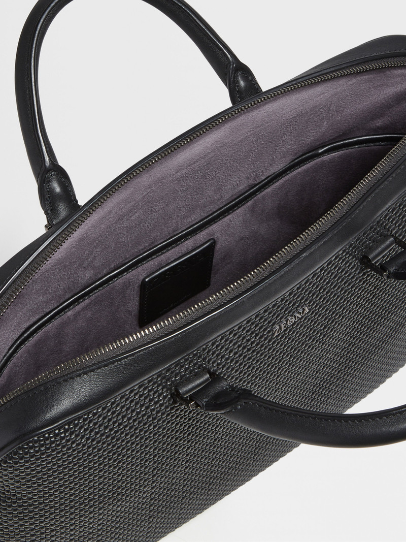 BLACK PELLETESSUTA™ LEATHER EDGY BUSINESS BAG 4