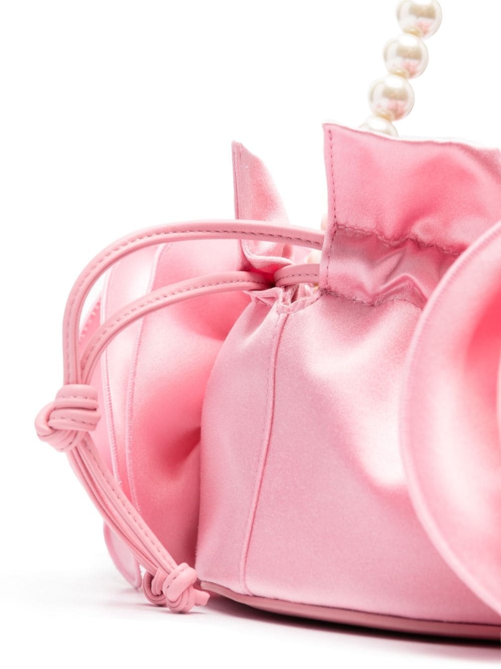 rose-appliquÃ© satin bucket bag - 4