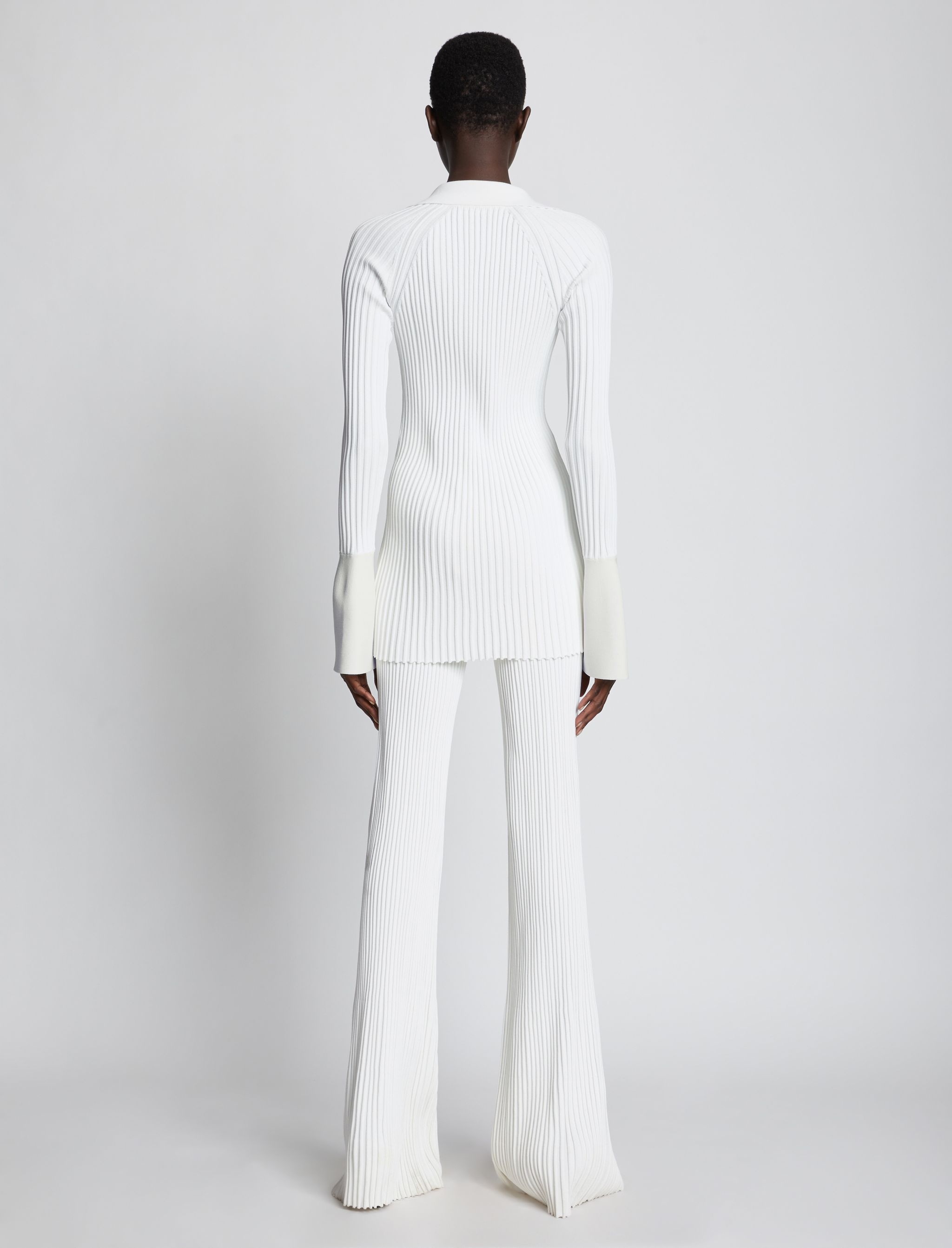 Rib Knit Collared Cardigan - 4