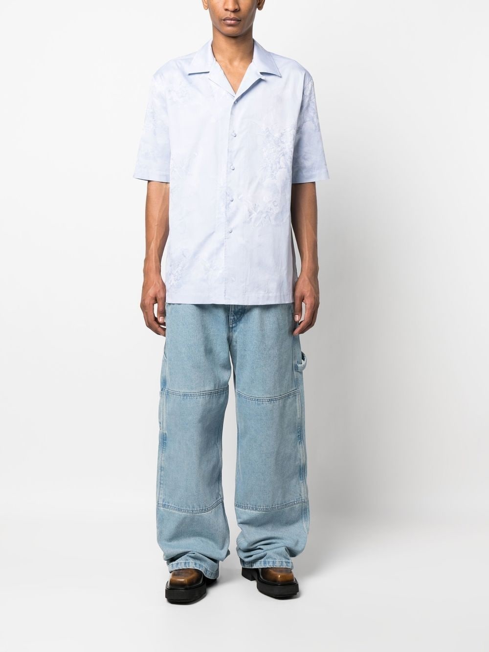 angel-motif jacquard short-sleeved shirt - 2