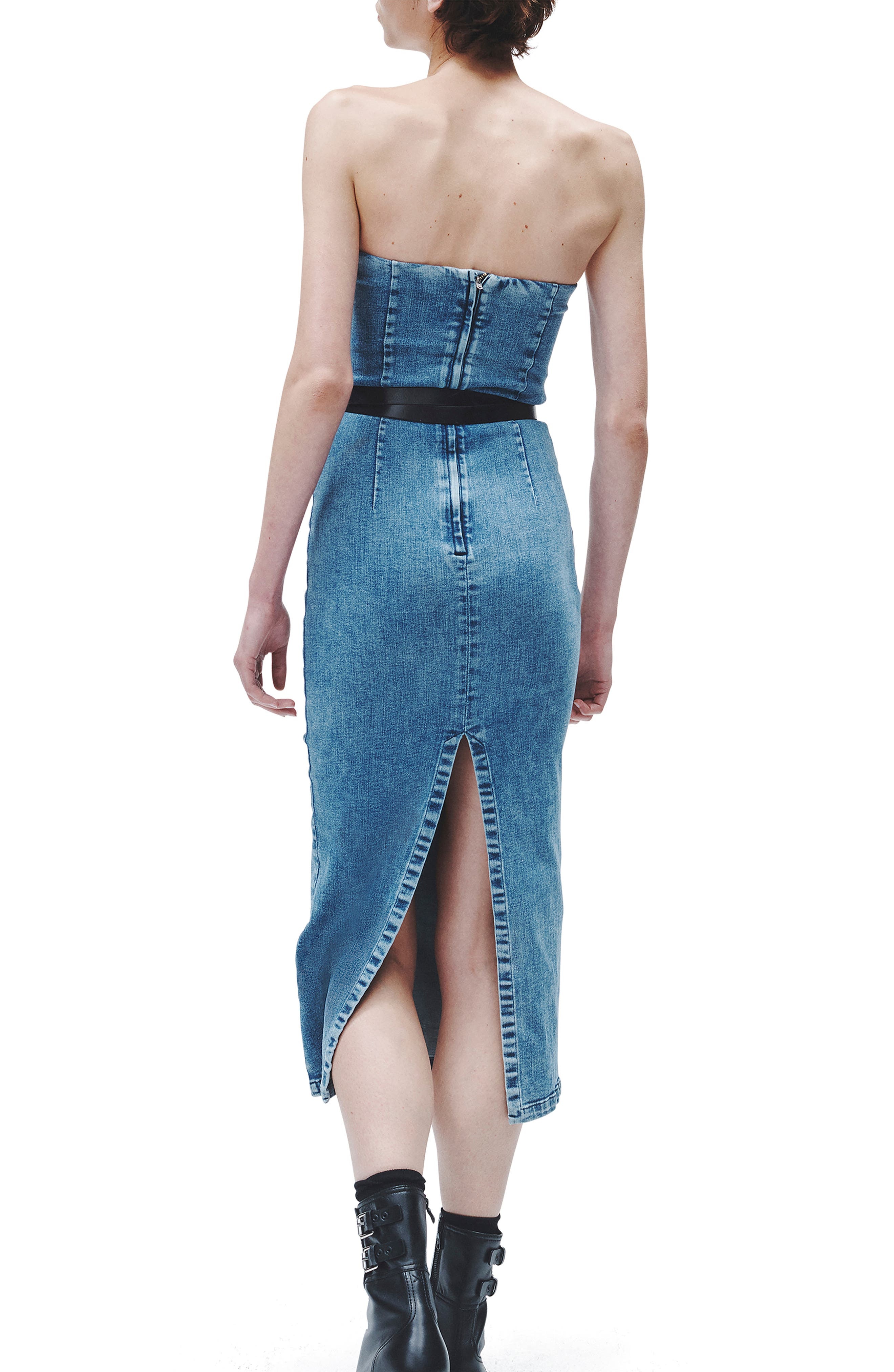 Jasmine Strapless Denim Midi Dress - 2