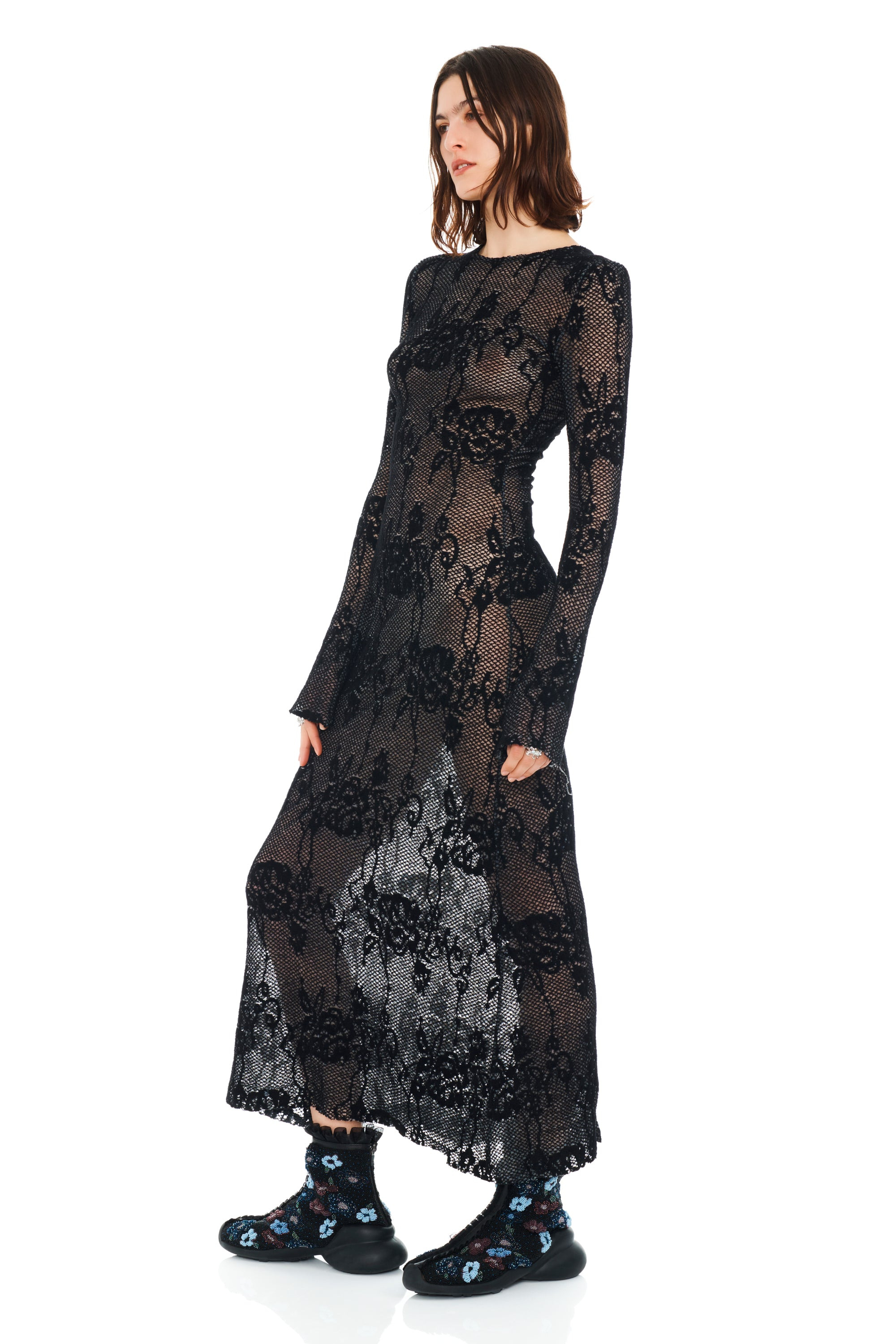 BLACK KNIT LACE YURI DRESS - 2