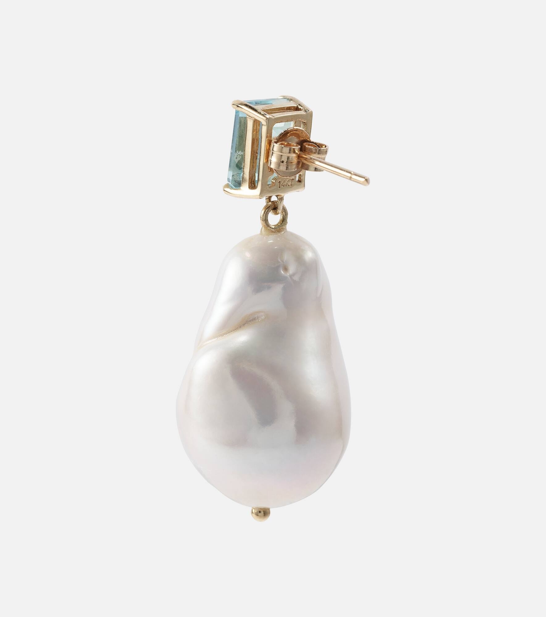 14kt gold earrings with pearls and topaz - 7
