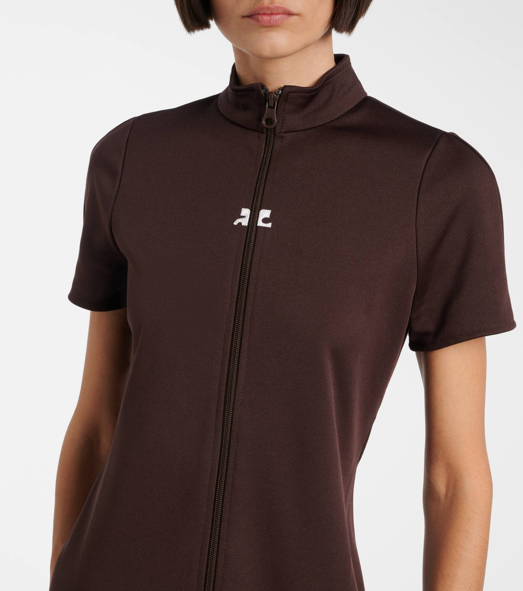 Interlock jersey zip-up minidress - 4