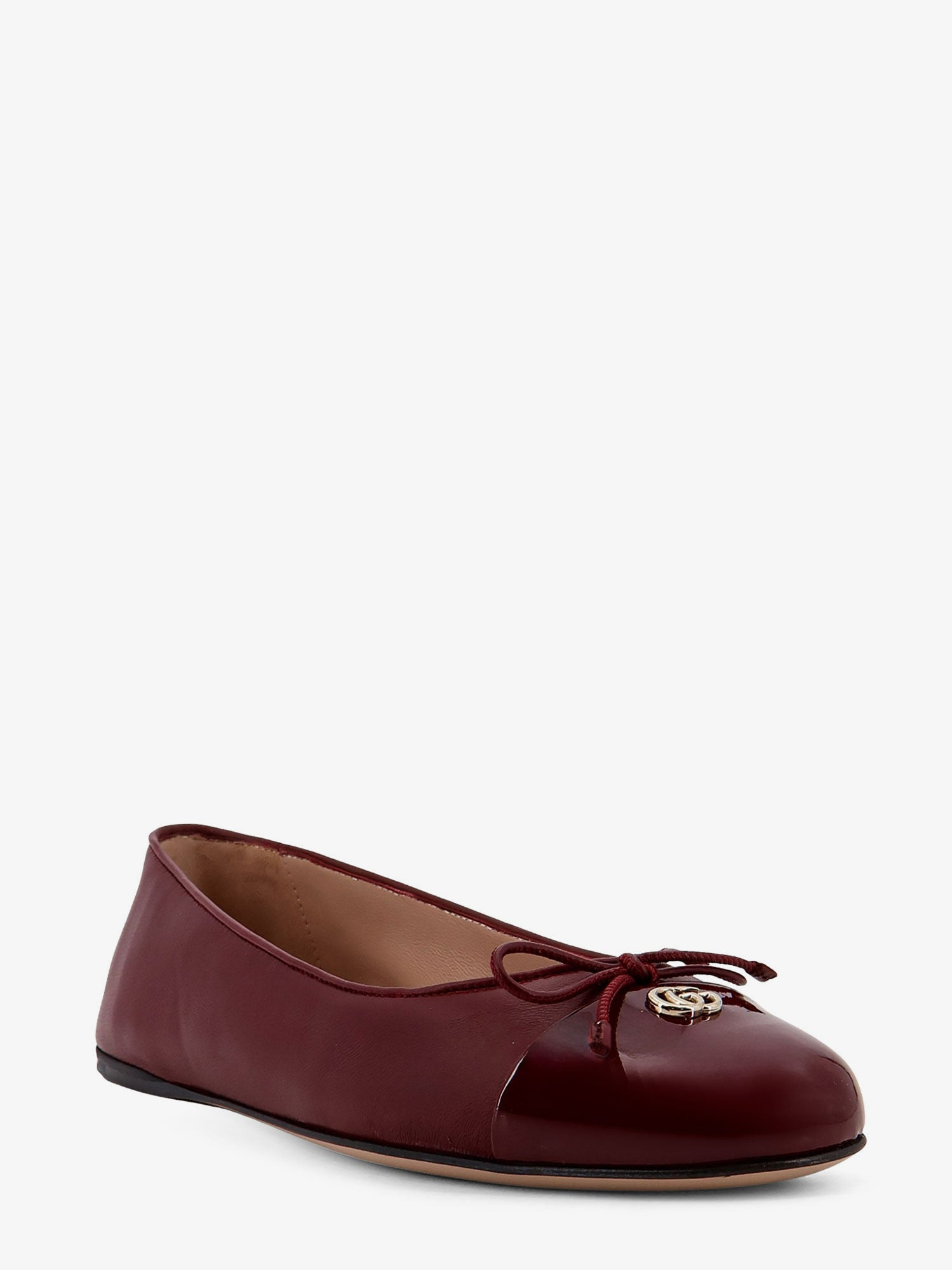 Leather Ballerinas With Patent Leather Details - 2